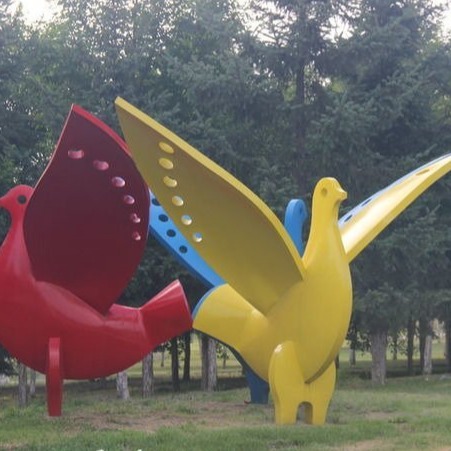 鸽子彩色不锈钢雕塑 和平鸽雕塑