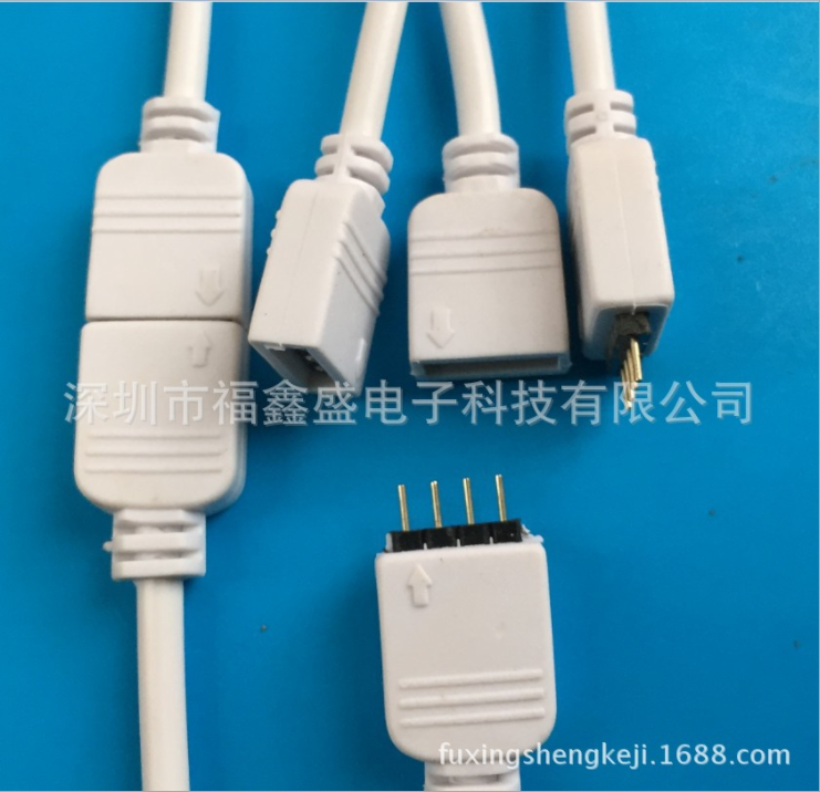深圳FXSCONN/福鑫盛圆孔4P公母连接器 LED灯条连接线连接器报价图片
