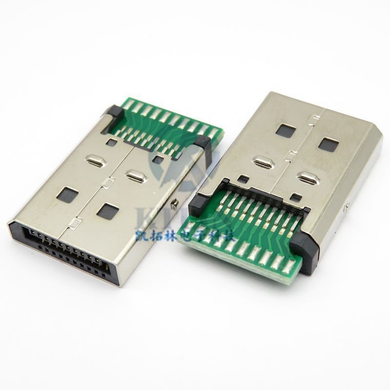DP 20P USB公头 带卡勾 夹板 带PCB板 20pin 连接器 公座 镀镍