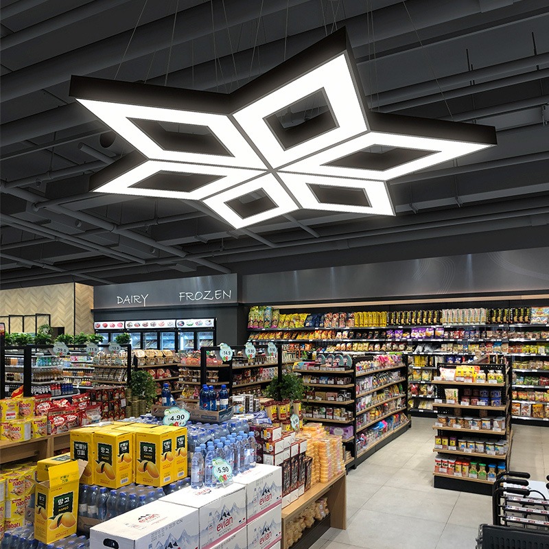 宝益莱超市商场造型灯菱形创意工业风拼接异形灯定制led办公室吊灯图片