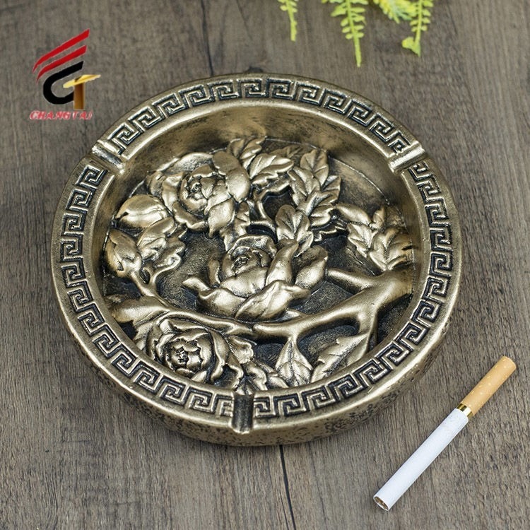 金属烟灰缸定做 锌合金古复古铜烟灰缸 创意礼品烟缸  昌泰工艺