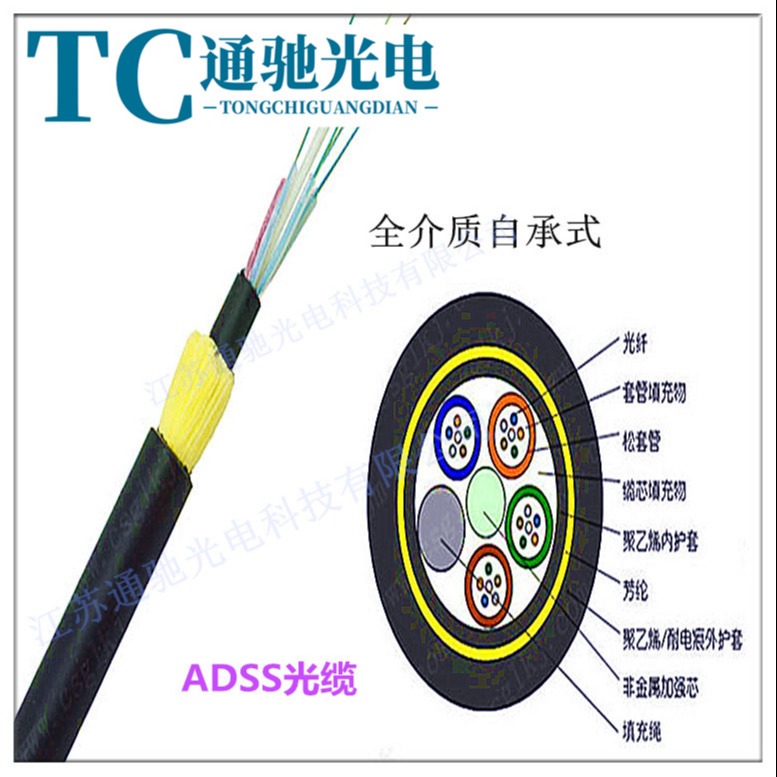 ADSS-36B1-800跨距PE/AT层绞式全介质光缆光纤TCGD/通驰光电架空光缆生产厂家12芯24芯32芯48芯