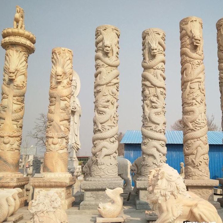 景观石龙柱广场浮雕文化柱石雕图腾柱定制厂家
