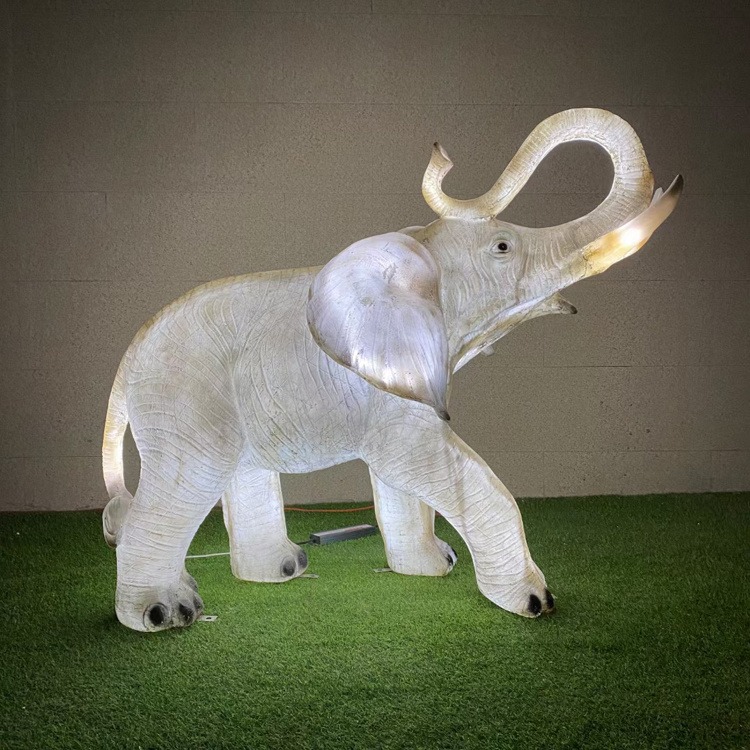玻璃钢发光小象雕塑 发光动物雕塑 灯光动物模型 佰盛厂家定做