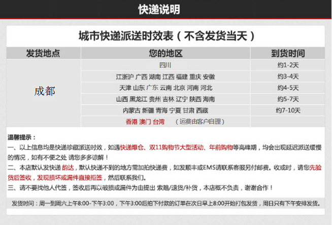 运费说明