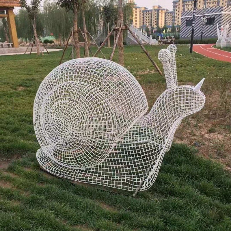 不锈钢镂空蜗牛雕塑 铁艺编织蜗牛动物雕塑 户外公园装饰摆件