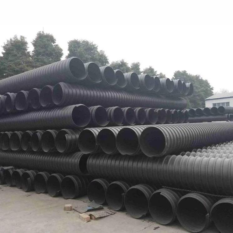 HDPE钢带增强螺旋波纹管 污水工程塑料管 黑色大口径钢带管
