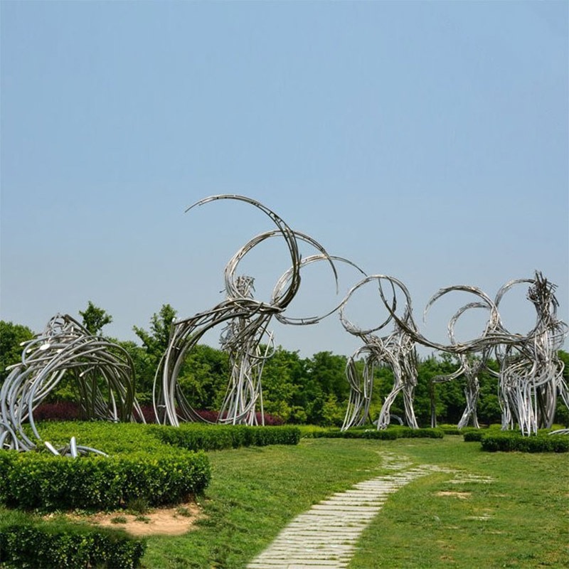 不锈钢雕塑厂 抽象线条雕塑 304镜面雕塑 铁艺雕塑 巨型公园摆件 园林景观小品雕塑图片