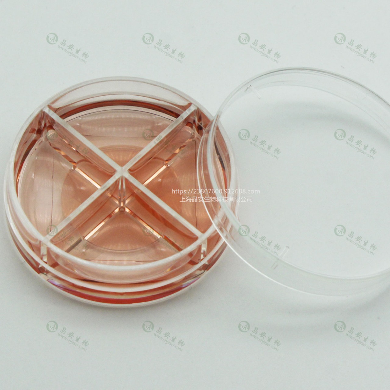 上海晶安35mm多孔玻底皿/四分格激光共聚焦专用小皿/四分隔荧光玻璃底细胞培养皿