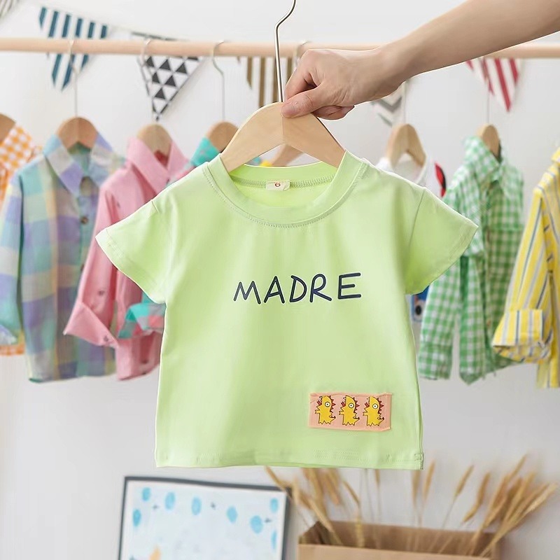 便宜儿童服装货源 帅气韩版夏季纯棉圆领童装半袖工厂