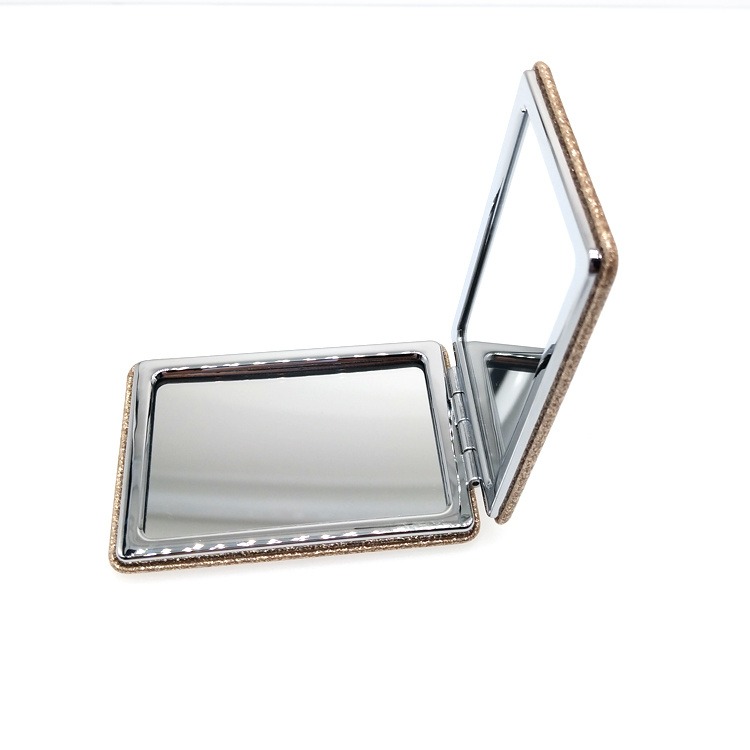 PU皮镜双面化妆小镜 随身化妆镜迷你便携折叠镜 简约纯色镜子工厂定制