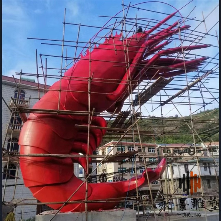 不锈钢龙虾雕塑 仿真海洋动物海洋馆海边景观摆件 永景园林