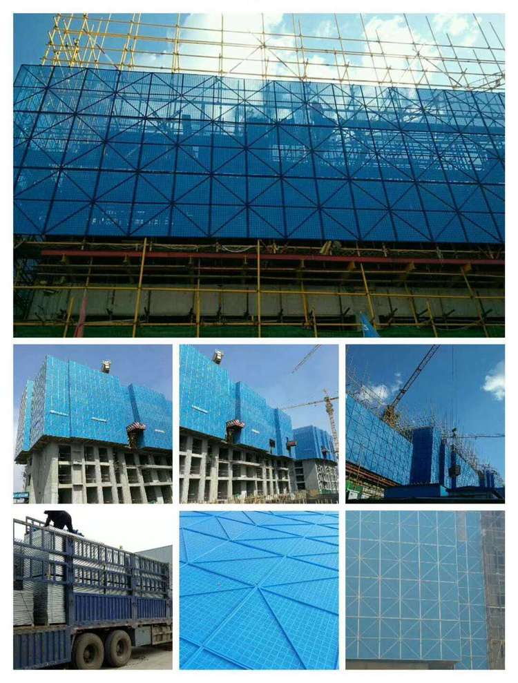 施工工地建筑高空安全钢板金属爬架网颜色可定制广州占兴生产厂家示例图1