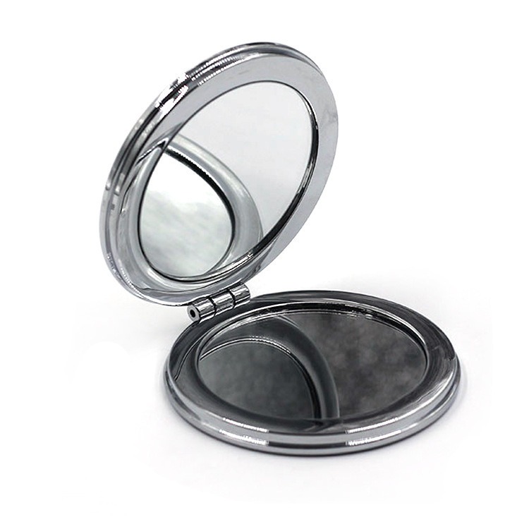 厂家定做便携随身口袋镜子迷你镜PU皮革双面小镜子促销赠品圆形折叠化妆镜