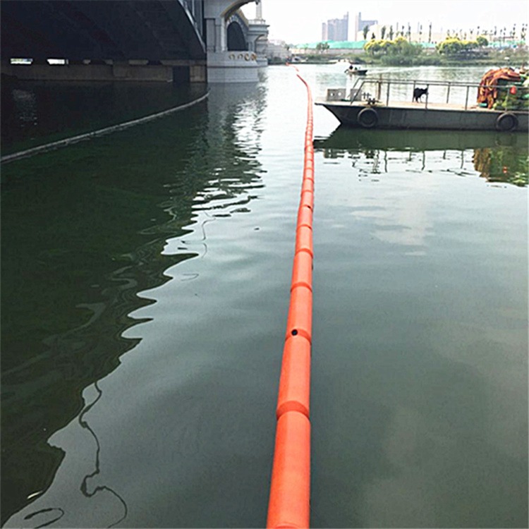 漂浮式水上拦污绳安装橙色水面警示标志线