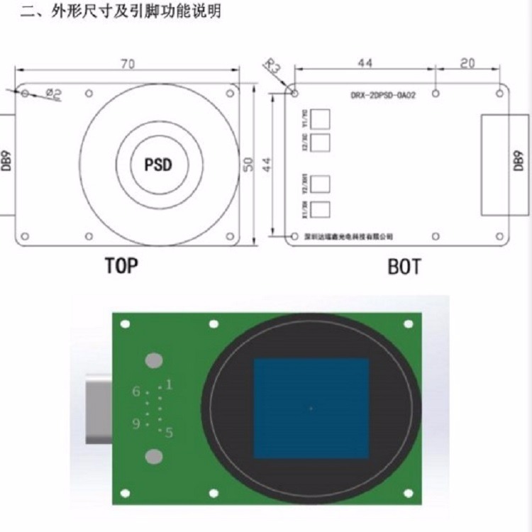二维PSD位置传感器 型号:DR133-DRX-2DPSD-OA02-X 库号：M139418 其他图片