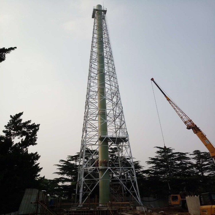 玻璃钢烟筒塔 玻璃钢烟筒支撑塔 20米四柱钢结构烟筒塔架 5米-120米 泰翔可定制