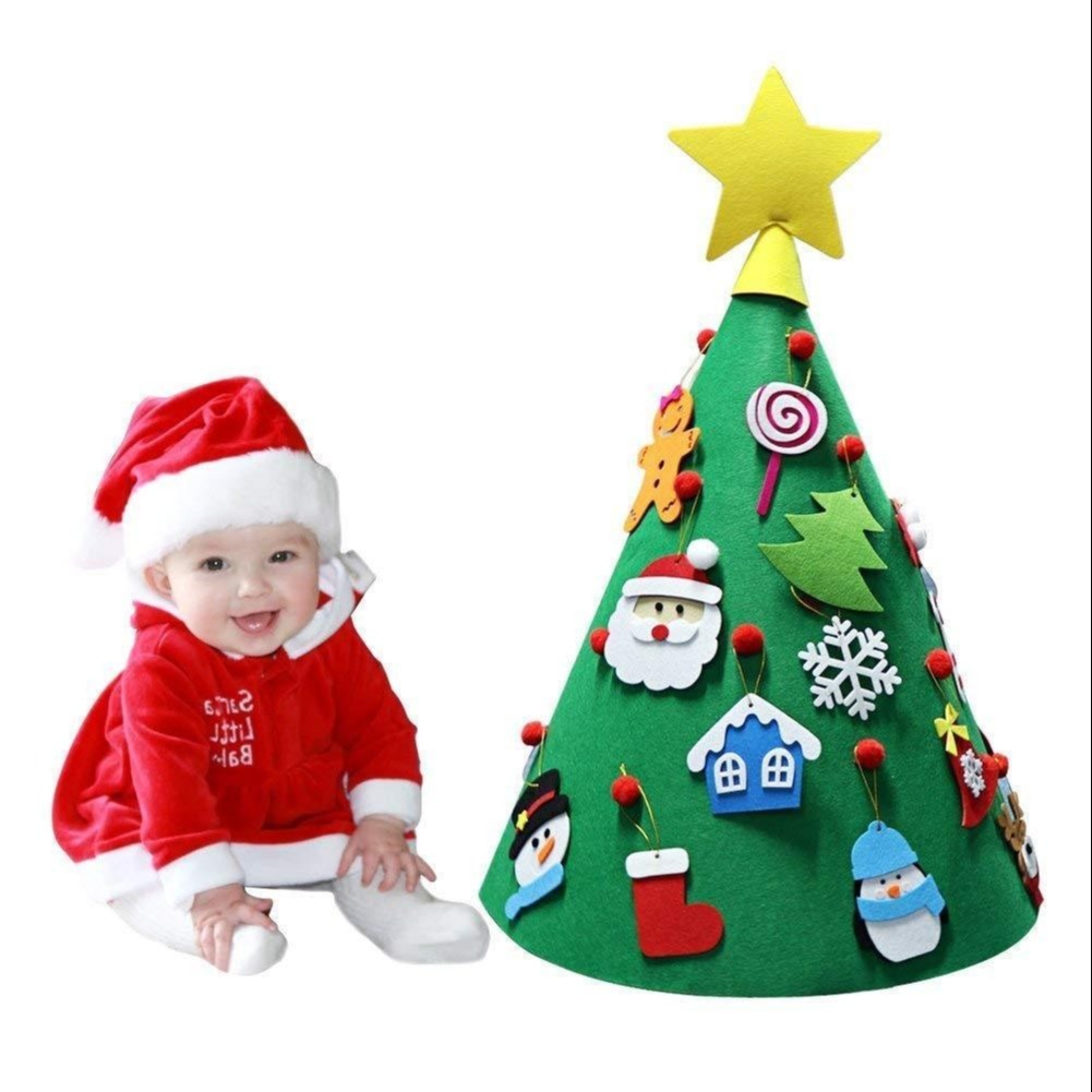 毛毡 圣诞树DIY圣诞节礼物圣诞装饰品儿童锥形毛毡圣诞树