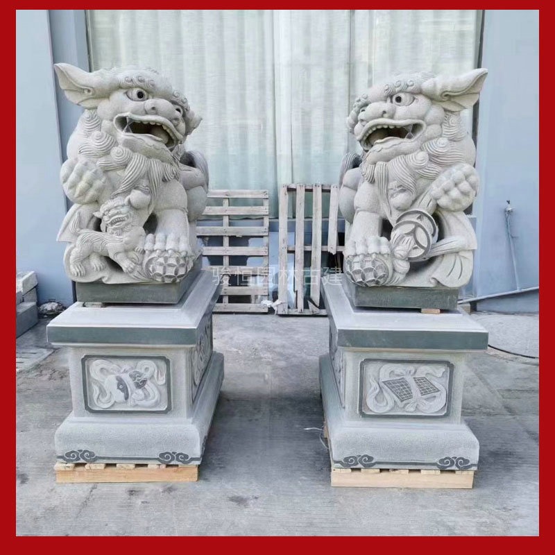 石雕京狮港狮 石头狮子价格 狮子雕塑厂家图片