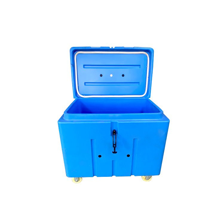 蓝色干冰箱带盖，卫生级纯原料生产，保温冷藏用干冰箱