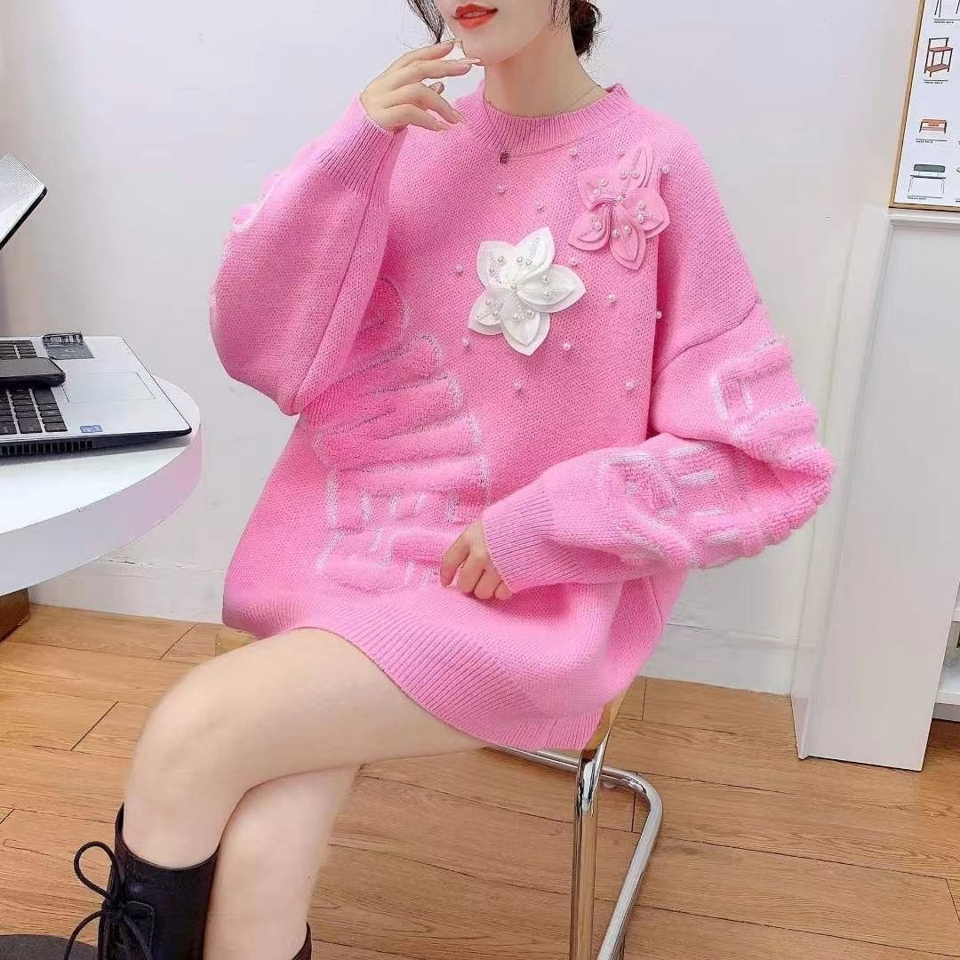 新款大码服装货源 休闲针织羊毛衫 尾货韩版女式毛衣厂家 几元羊毛衫