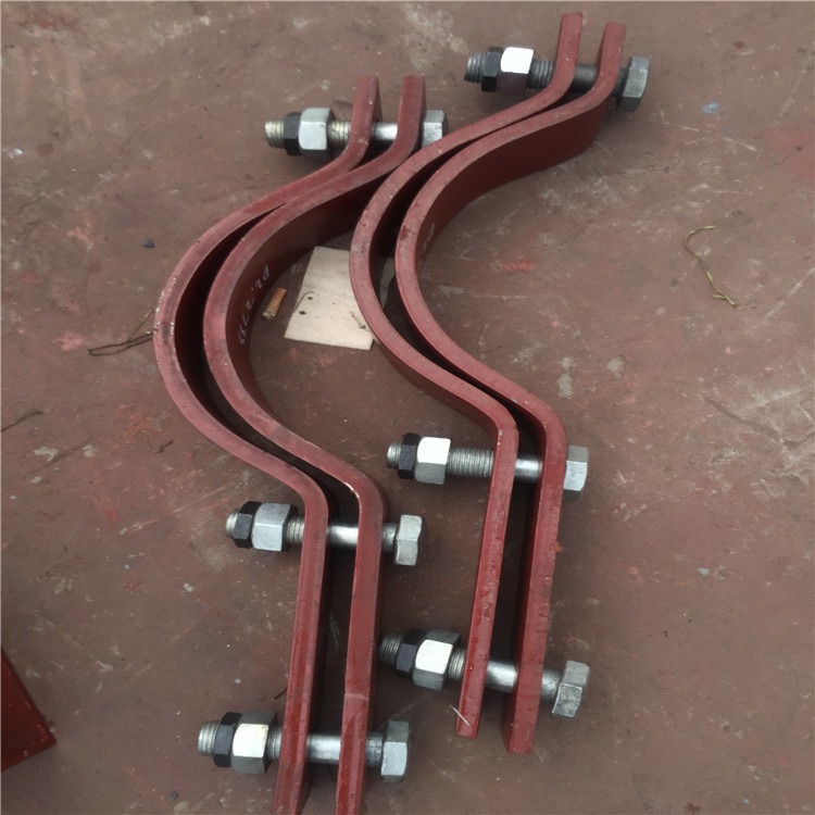 恒轩生产SD1水平管道单拉杆长管夹组件 扁钢管夹 SD1-H355Z 三孔螺栓管夹 电力标准管夹