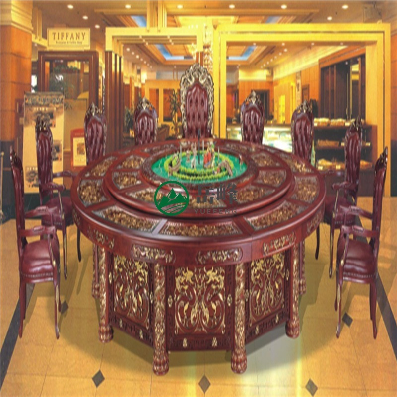 岚慧惠州酒店餐桌椅套	饭店包厢餐桌批发	遥控旋转餐桌设备65501图片
