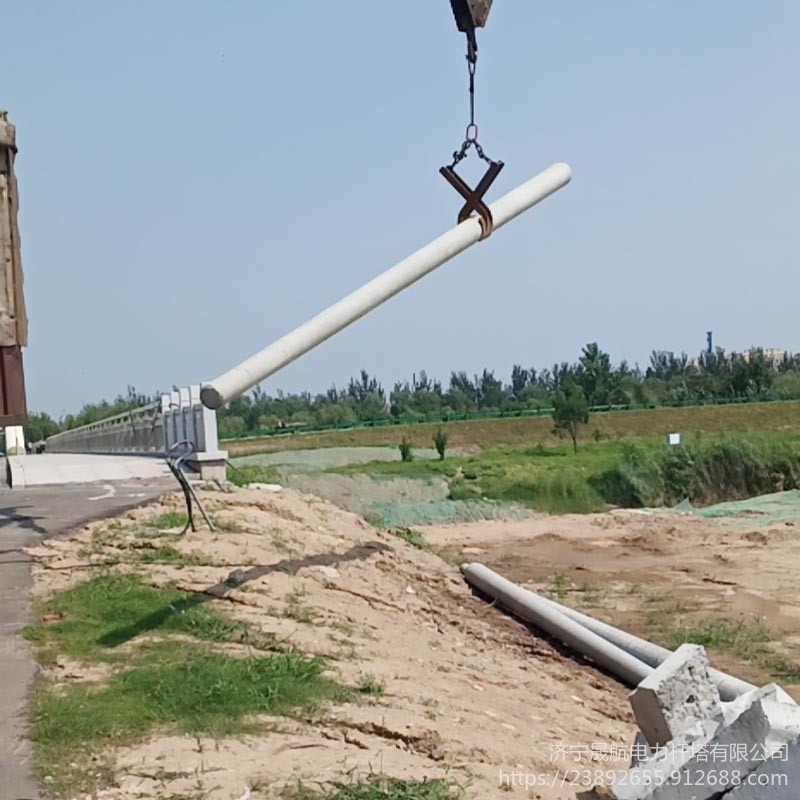 河南省洛阳市非预应力9米150预应力水泥电线杆  预应力9米190钢筋混凝土电杆 9米190非预应力钢筋混凝土电线杆图片