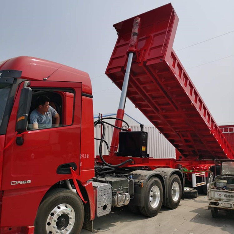 梁山高配置轻型 8米10米后翻自卸半挂车 砂石运输自卸拖挂车 具体价格尺寸