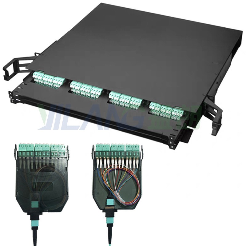 1U机架式高密度光纤配线架432芯MPO-MTP光纤接线盒