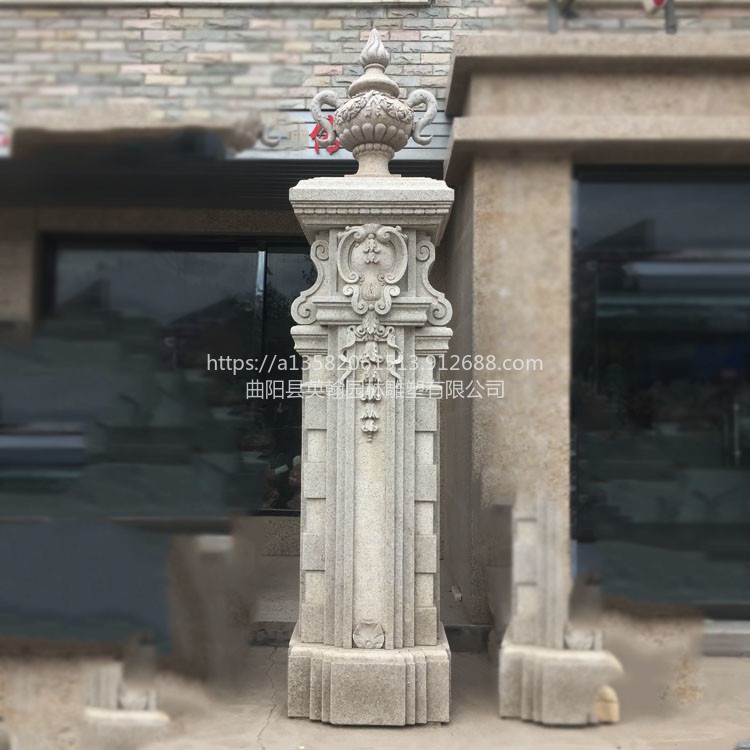 石雕门柱 欧式大理石罗马柱浮雕别墅门套 英翰园林雕塑供应图片