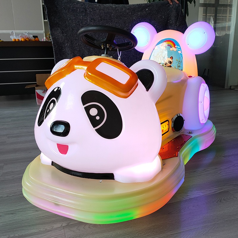 心意 新款熊猫碰碰车摆摊商场室内遥控电瓶游乐车成人双人广场儿童电动车