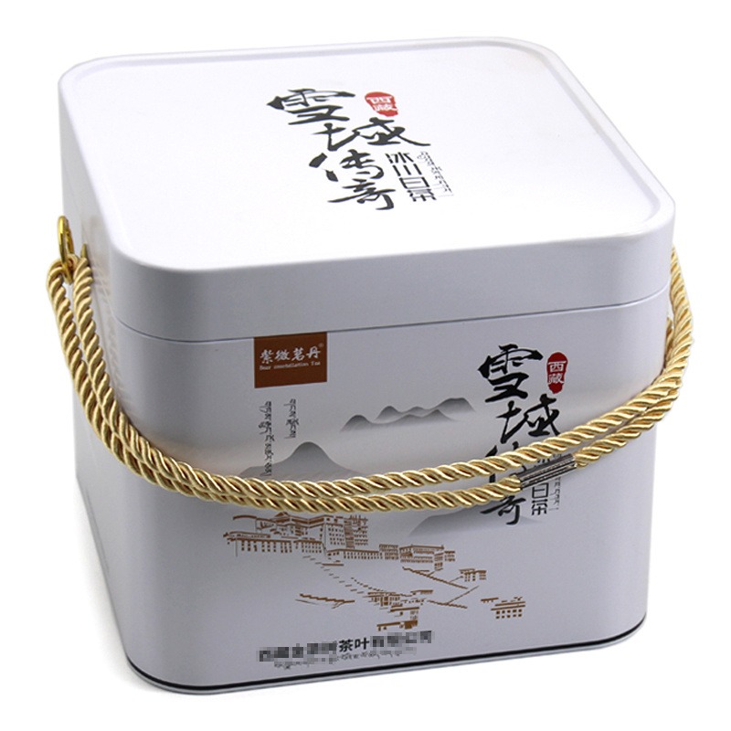 正方形白茶茶叶罐铁盒订制 双层马口铁罐 手提粽子礼盒包装盒铁盒 金属罐加工