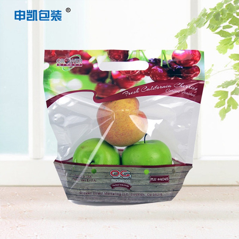 申凯定制水果外包装袋 透明塑料袋 自立手提水果袋印刷精美