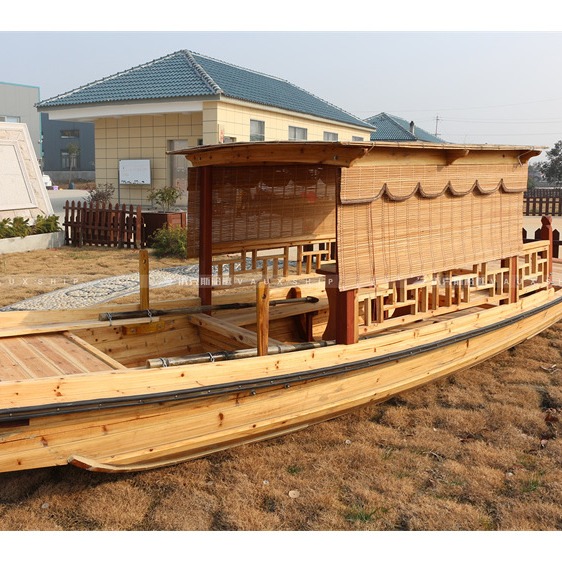 定制木船 休闲观光船 水上餐饮船 水上房船 带棚带桌船
