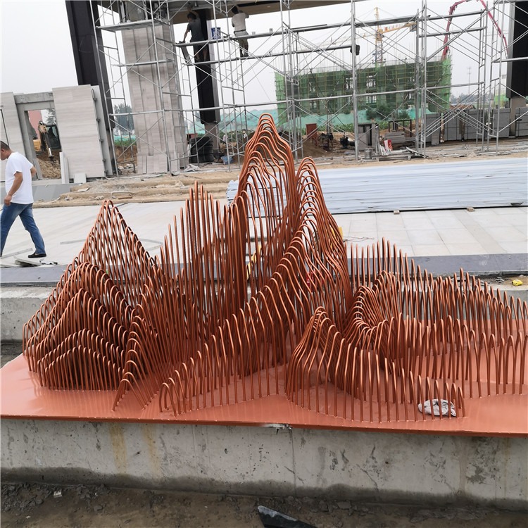 钢管不锈钢镂空山形假山  抽象金属不锈钢喷泉假山雕塑 生产厂家 永景园林图片