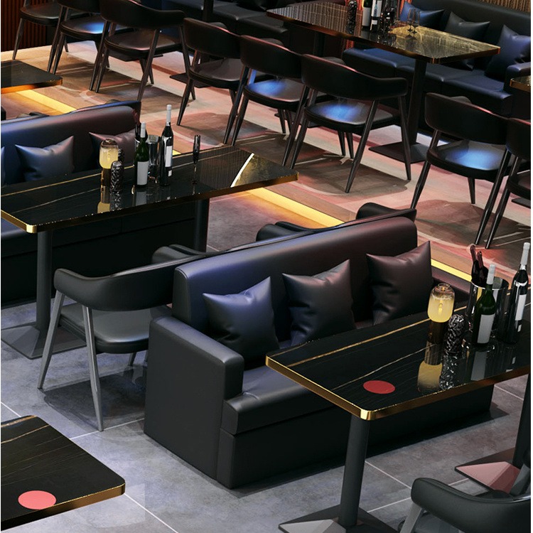 迪佳家具简约西餐厅咖啡厅桌椅组合休闲网红奶茶店甜品店卡座沙发靠墙定制