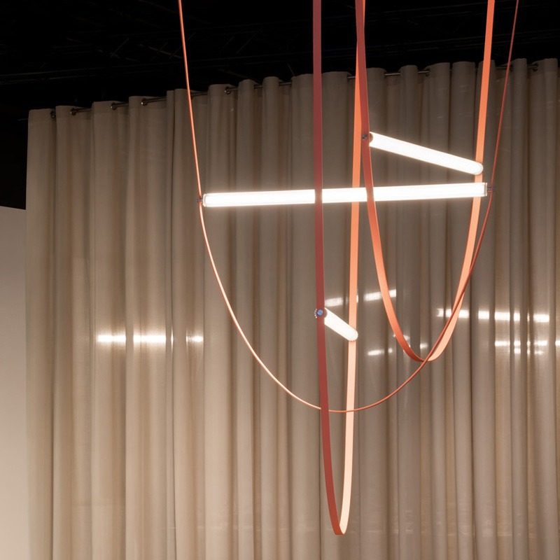帝丹立阳皮带艺术吊灯定制 家具展厅样板间灯饰北欧设计师创意个性皮革玻璃管吊灯