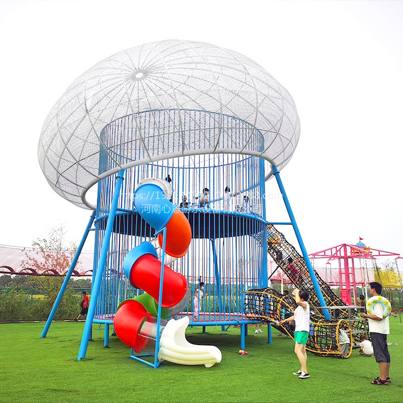 水母蹦床大型无动力体能乐园螺旋滑梯网红亲子儿童乐园游乐设备图片
