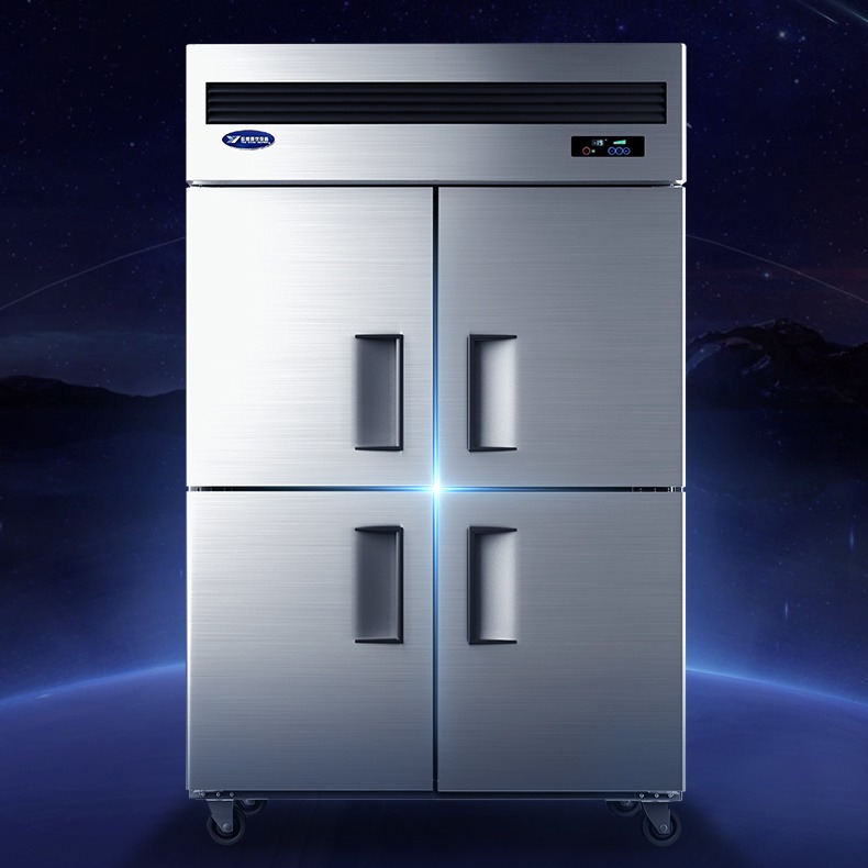 银都风冷四门冰箱商用冷藏冷冻厨房冰箱双温保鲜柜不锈钢QBL6121商用风冷冰柜 一站式餐饮设备 电话咨询