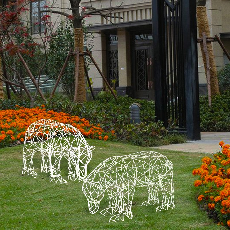 抽象动物雕塑厂家 泽业雕塑 铁艺立体雕塑 金属网格动物雕塑 镂空编织雕塑图片