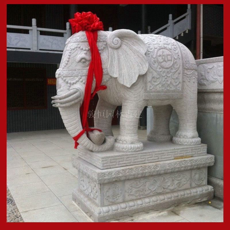 酒店门口石雕大象 花岗岩白石大象 大象雕刻图片图片
