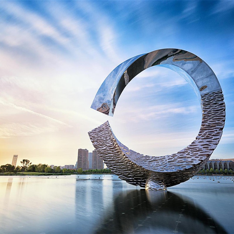 不锈钢圆环雕塑 环形摆件 304镜面雕塑  不锈钢镂空圆环雕塑