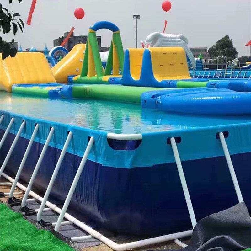 移动支架游泳池 定做尺寸支架水池 PVC柏拉图 移动水上乐园 水滑梯充气