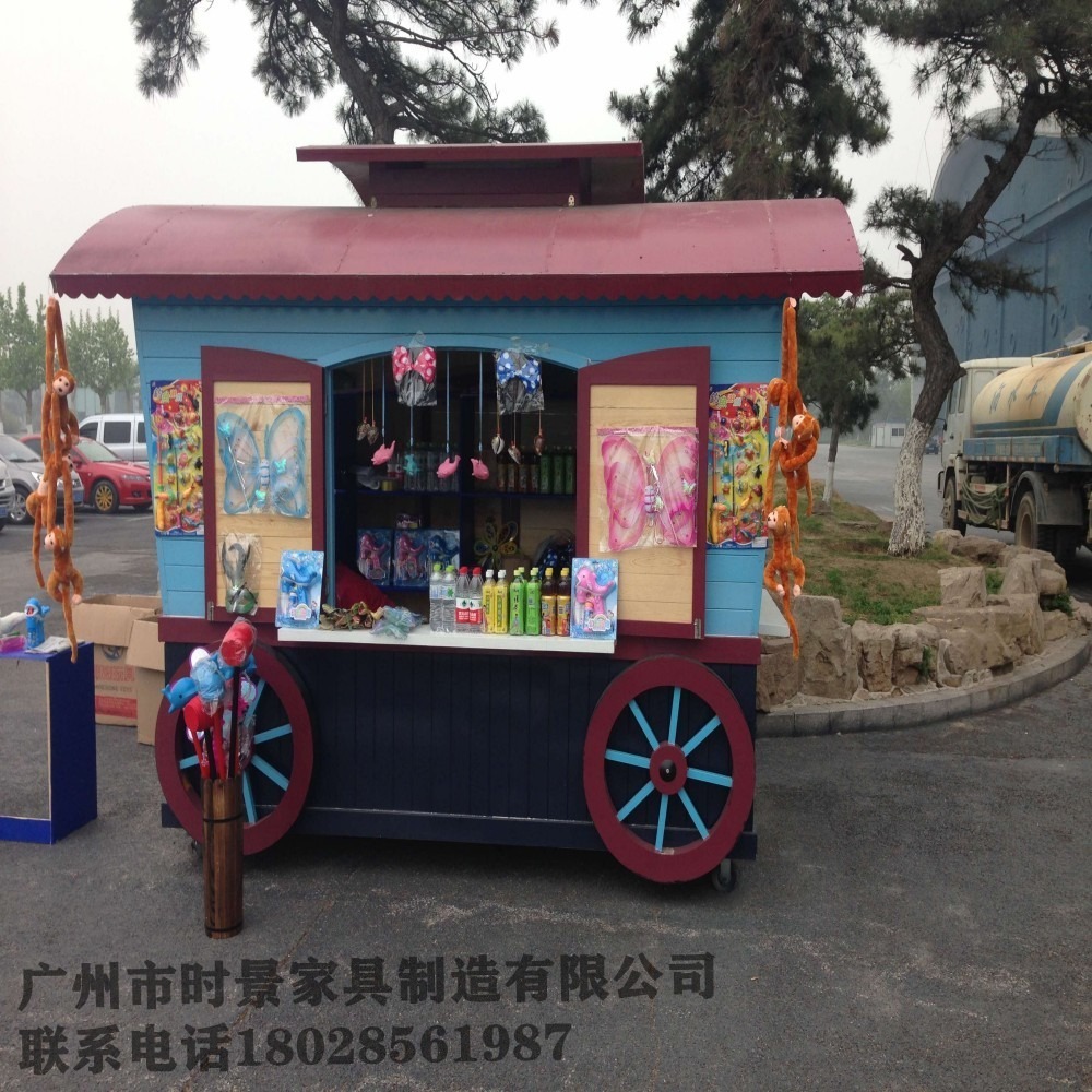 时景家具SG 移动小吃车订制  广州商业街售卖亭制作厂家 环保小卖部亭子出售