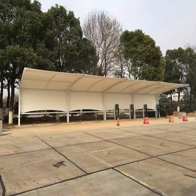 杭州纳美膜结构测量安装停车棚小区充电桩车棚户外自行车棚