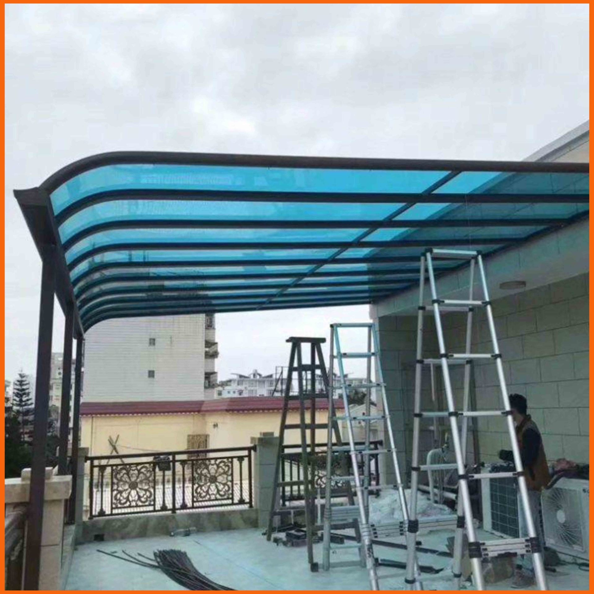 廊坊庭院雨棚PC阳光板 蓝色双层阳光板 10毫米中空阳光板生产厂家