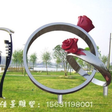 不锈钢戒指雕塑 玫瑰花戒指雕塑图片