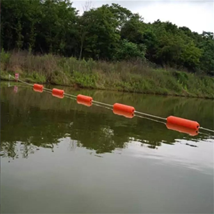 夏季河道深水区域禁止游泳警示浮漂 绳索串联水上拦载浮体