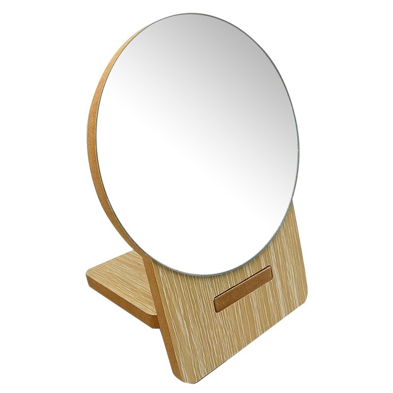 木质台式化妆镜子 家用学生宿舍小桌面镜 单面折叠便携梳妆镜工厂定制